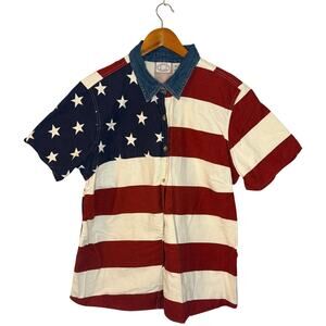 Vintage Carolina Blues American Flag Denim Top Plus Size Size 18